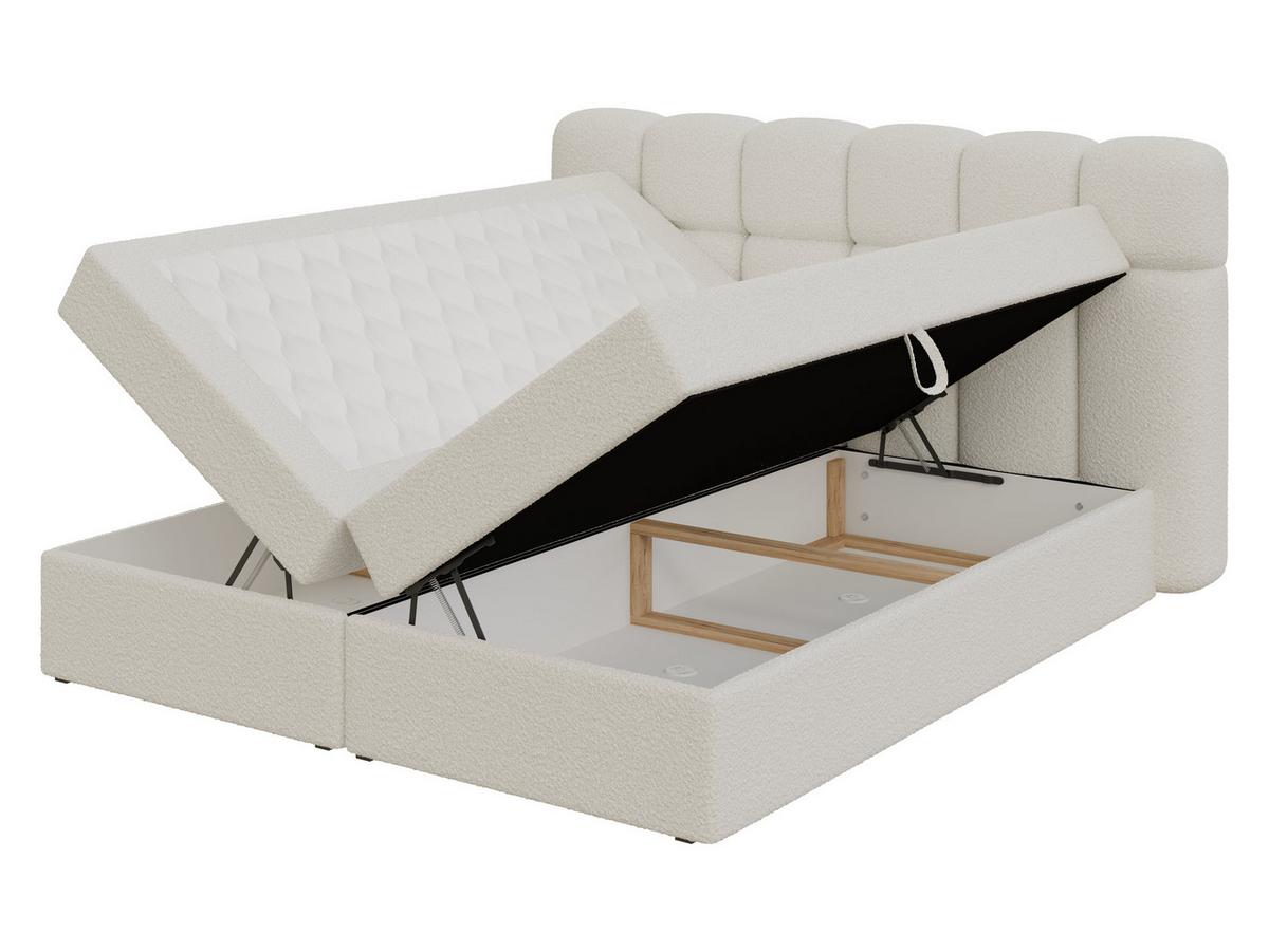 BOXBETT Softi 2 Boucle - H3 - Creme/Schwarz, Holz/Holzwerkstoff (180/200cm) - MIRJAN24