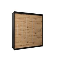 SCHWEBETÜRENSCHRANK 200/180/62 2-türig - Silberfarben/Schwarz, Holz/Kunststoff (180/200/62cm) - Abiks Möbel