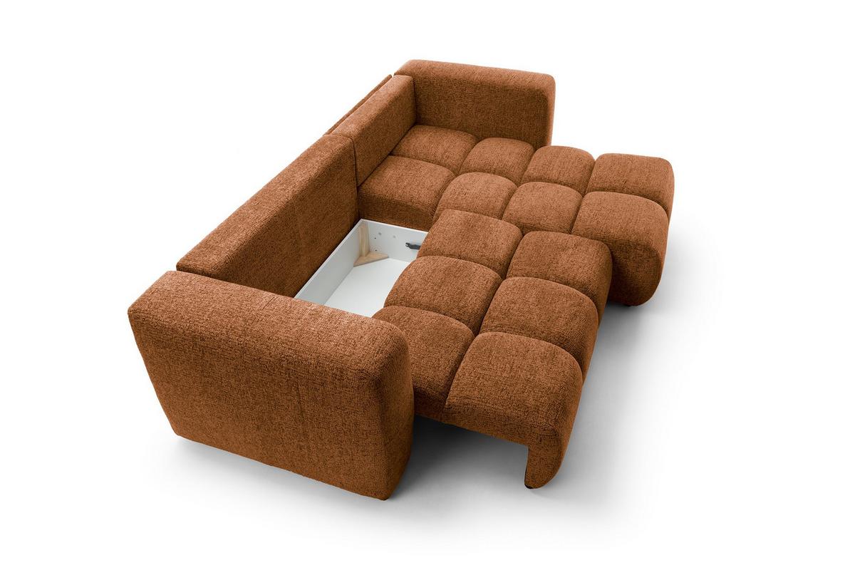 ECKSOFA ARTE 02 Orange Chenille mit Schlaffunktion - Orange, Holz (273/176cm) - MASSENO