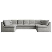 WOHNLANDSCHAFT COMODO U Hellgrau Struktur - Silberfarben/Hellgrau, Textil/Metall (340/93/206cm) - MKS