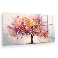 ACRYLGLASBILD Aquarell - Baum - Kunst - Abstrakt 120x60 cm - Multicolor, Glas (120/60cm) - MuchoWow