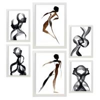 POSTER Set Mit 6 Körpertugend 2 In Liebhaber Abstrakt Ästhetische Dekorative Gemälde Für Ihr Wohnzimmer, Schlafzimmer, Zuhause A3 & A4 Weißer Rahmen - Weiß, Papier (29/3cm) - Nacnic