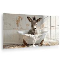 ACRYLGLASBILD Esel - Tiere - Badewanne - Schaumstoff 120x60 cm - Weiß, Glas (120/60cm) - MuchoWow
