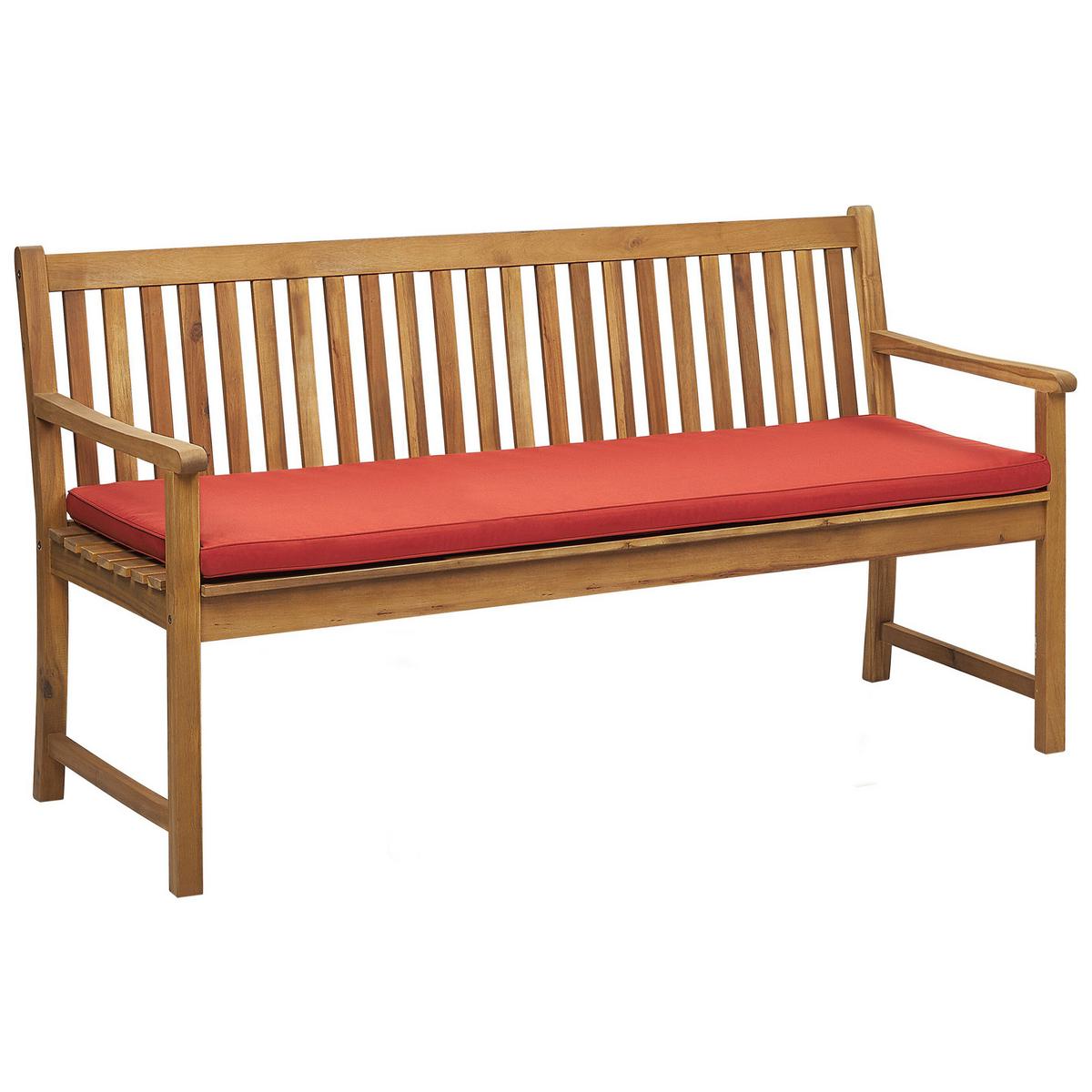GARTENBANK zertifiziertes Holz hellbraun Auflage terracotta 160 cm Vivara - Hellbraun/Terracotta, Holz (160/88/61cm) - Beliani