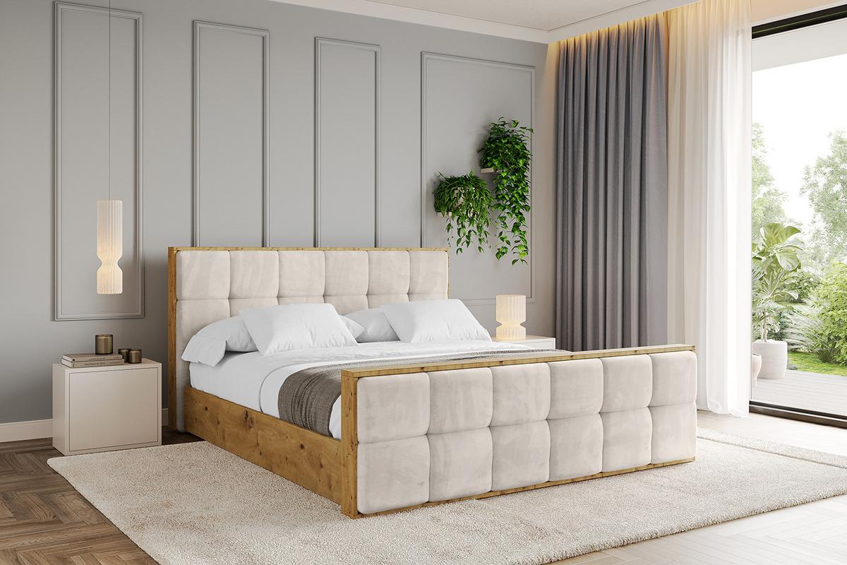POLSTERBETT mit Bettkasten, Fußteil und Lattenrost, Boxbett ohne Matratze - ENZO7-Z 120x200 - Ecru, Holzwerkstoff/Textil (120/200cm) - ALTDECOR