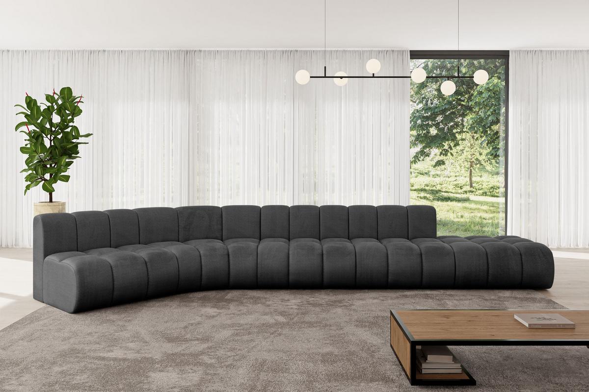 ECKSOFA modulares Sofa Brilo-L2 - 471x174x70 cm Schwarz - Schwarz, Holzwerkstoff/Textil (471/174cm) - ALTDECOR