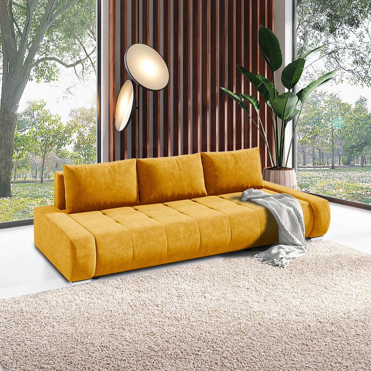 SCHLAFSOFA Jonas 3 Sitzplätze Gelb - Gelb, Holzwerkstoff (240/85/110cm) - Petits-meubles