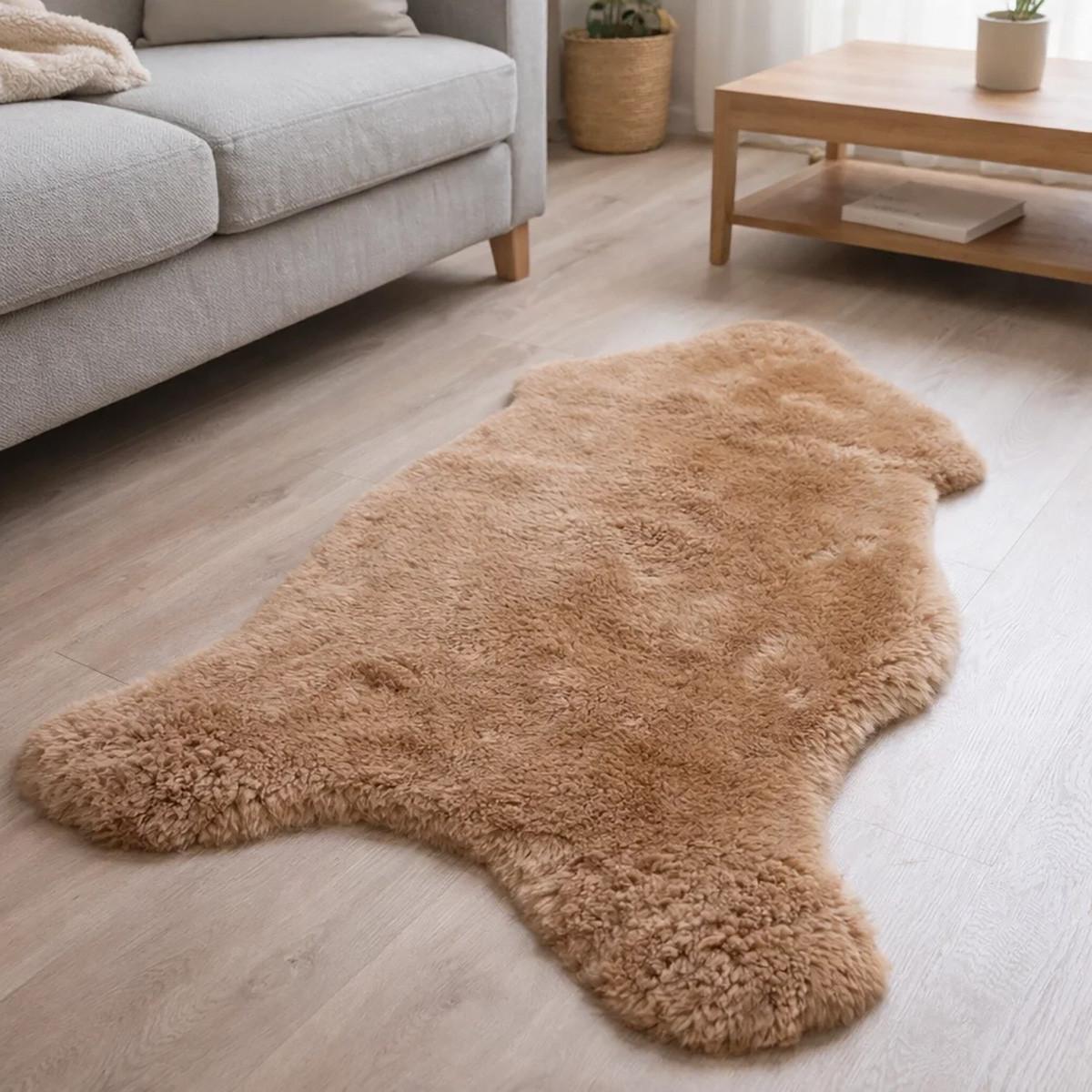 SCHAFFELL Premium Merino Lammfell Natur Beige geschoren ca. 105 cm - Beige, Fell (55/105cm) - Provellus