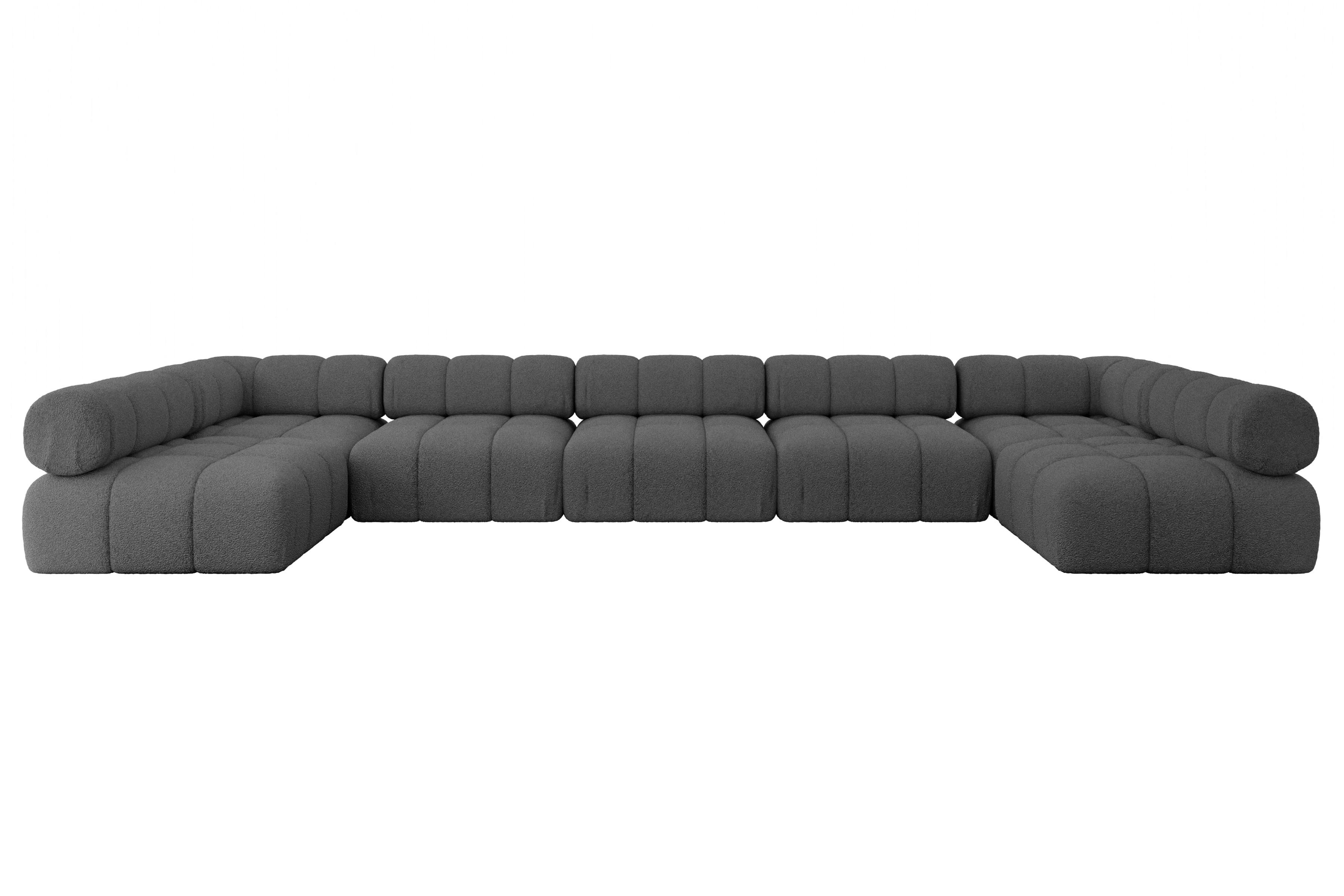 WOHNLANDSCHAFT modulares Sofa Garvo-U3 - 475x190x70 cm Grau Bouclé - Anthrazit/Grau, Holzwerkstoff/Textil (475/70/190cm) - ALTDECOR