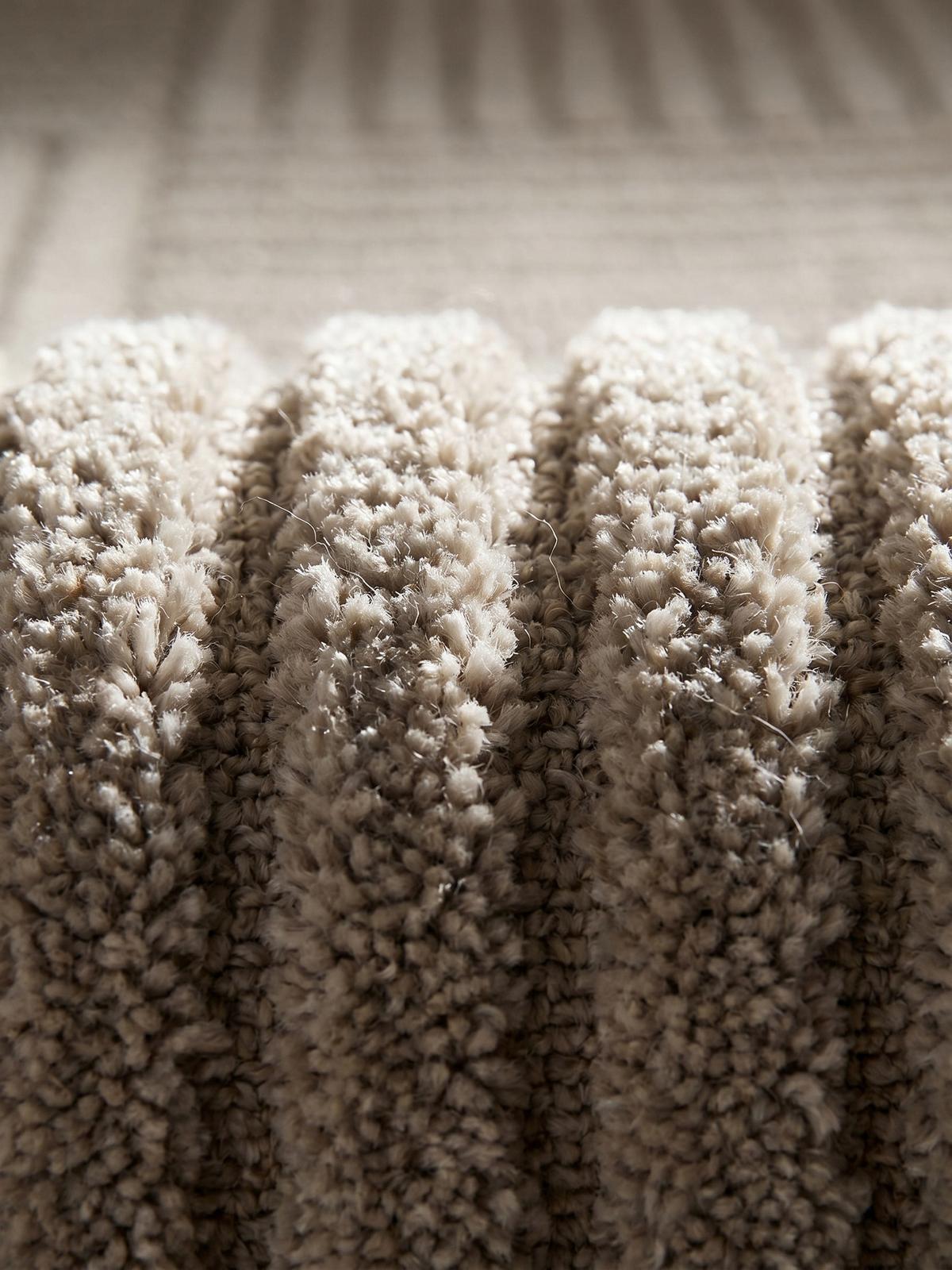 TEPPICH Hochflor RIGI in Beige, mit Cord-Streifen-Patchwork, Ø 120 cm - Beige, Textil (120/120cm) - KADIMA DESIGN