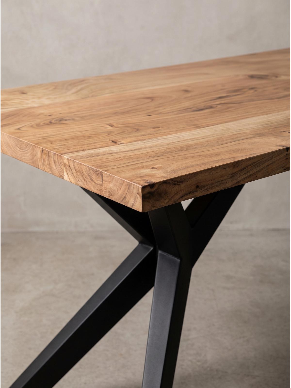 SCHREIBTISCH BLAVET, Akazie Massivholz, Akazie-Schwarz, 200 x 100 x 76 cm - Schwarz/Akaziefarben, Holz/Metall (100/200/76cm) - KADIMA DESIGN