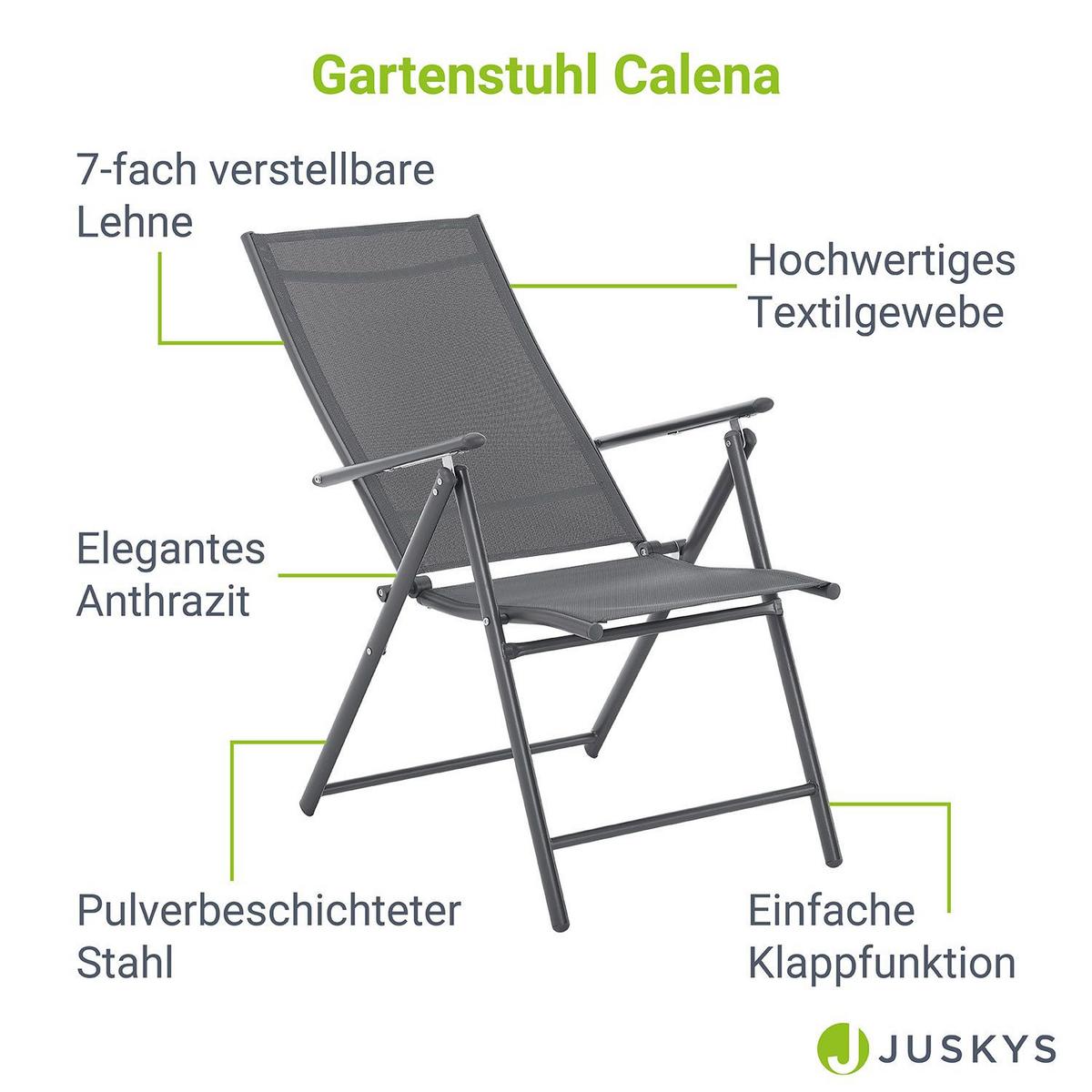 GARTENSTUHL Calena Anthrazit klappbar (2er Set) - Anthrazit, Metall (57/105/68cm) - Juskys