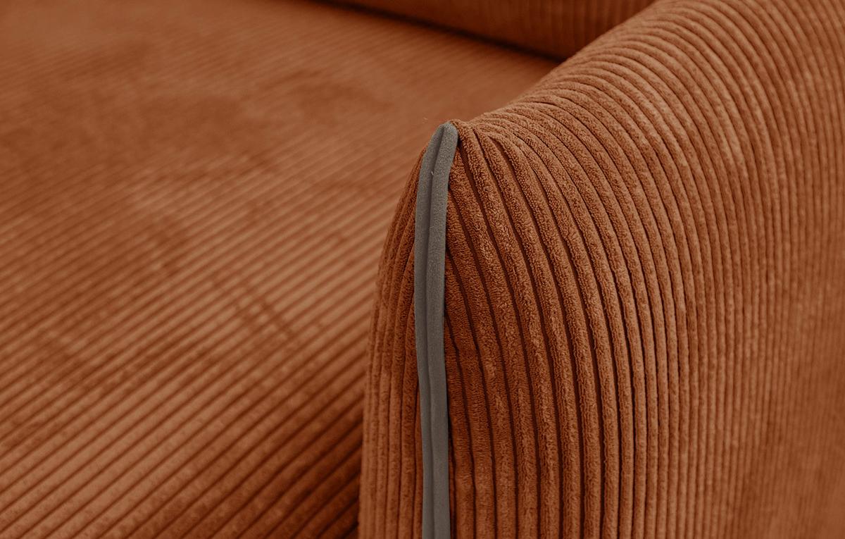 ECKSOFA TAUER 3-Sitzer, orange - Schwarz/Orange, Holzwerkstoff/Kunststoff (206/173cm) - Wozimo