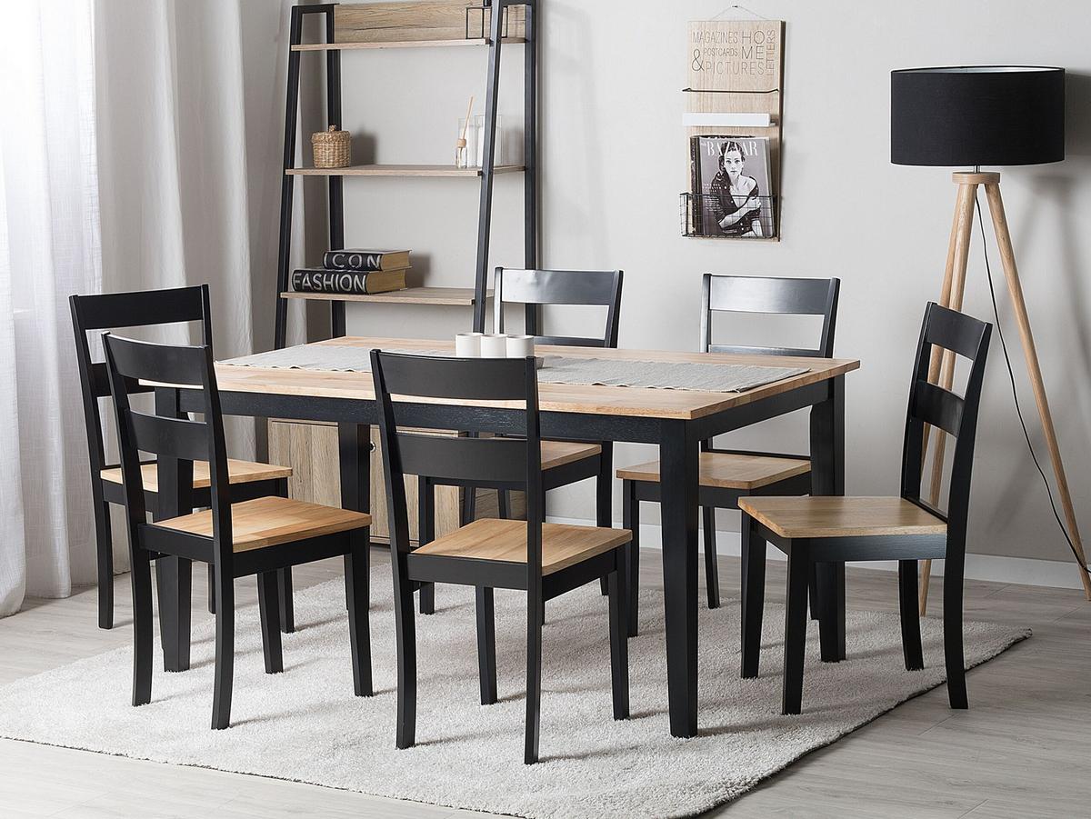 ESSTISCH 150/90/75 cm Schwarz, Hellbraun Rechteckig Georgia - Schwarz, Holz (150/90/75cm) - Beliani