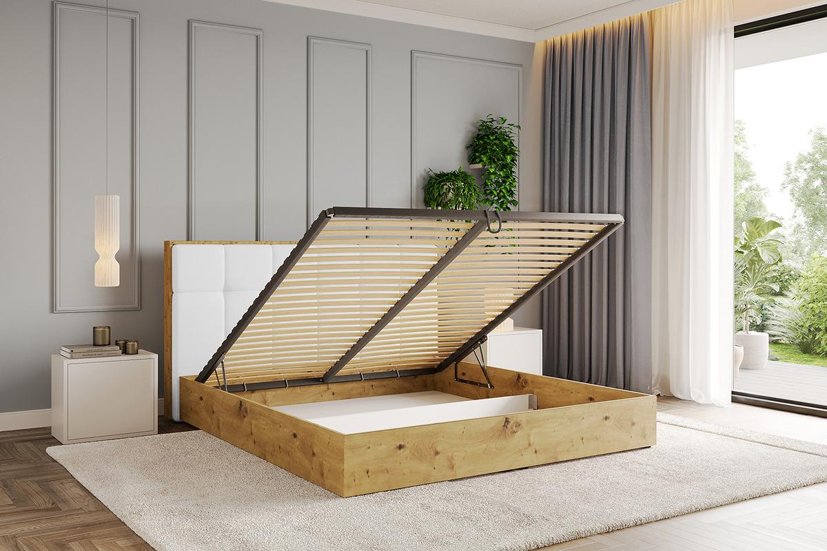 POLSTERBETT mit Bettkasten und Lattenrost, Bett mit Matratze H3/H4 - ENZO7 180x200 - Weiß Hochglanz, Holzwerkstoff/Textil (180/200cm) - ALTDECOR
