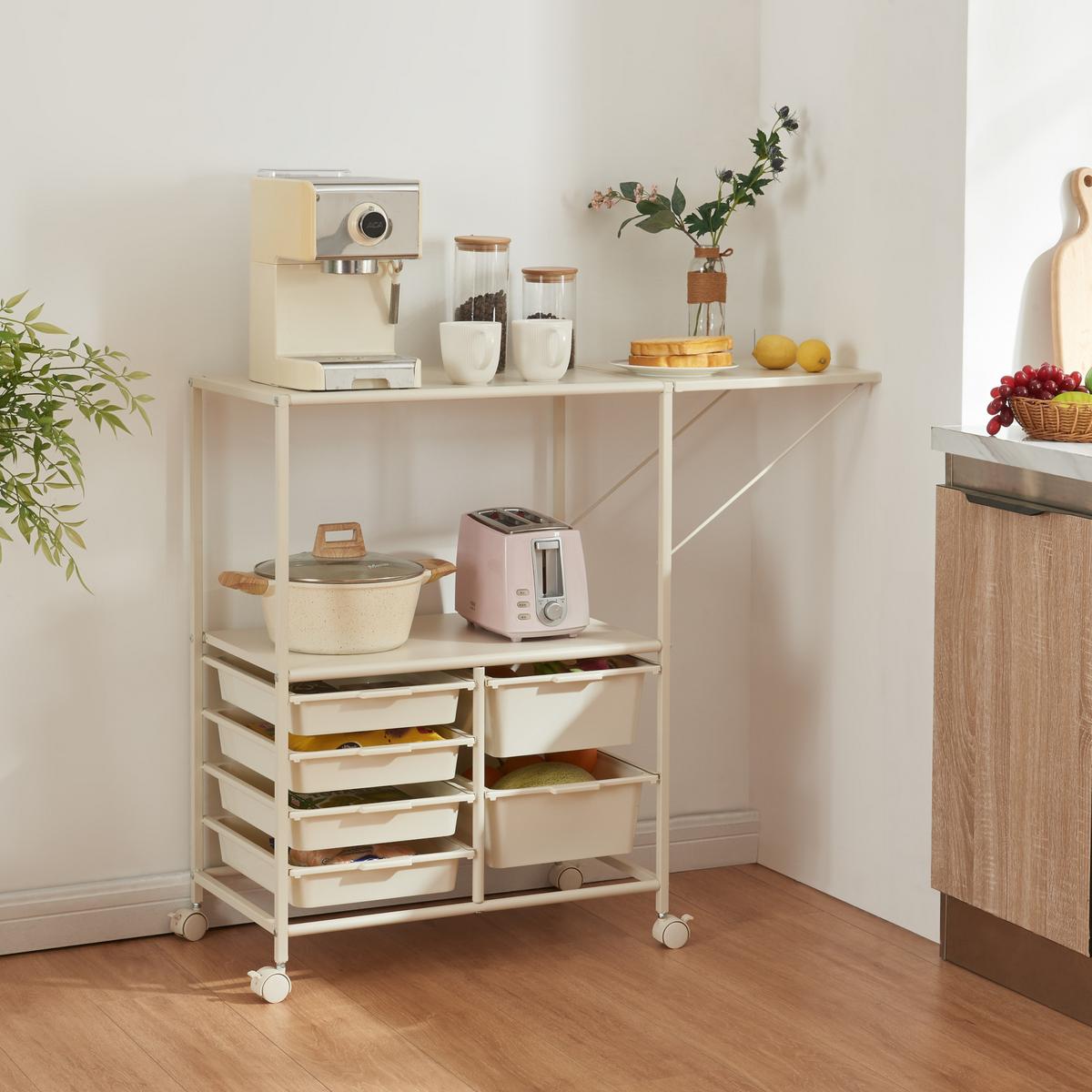 ROLLWAGEN Sørfold - Weiß, Metall (37/85/100cm) - [en.casa]