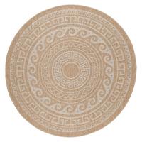 TEPPICH Outdoor KAUNS in Beige, im Vintage-Stil, aus Polypropylen, Ø 120 cm - Beige, Textil (120/120cm) - KADIMA DESIGN
