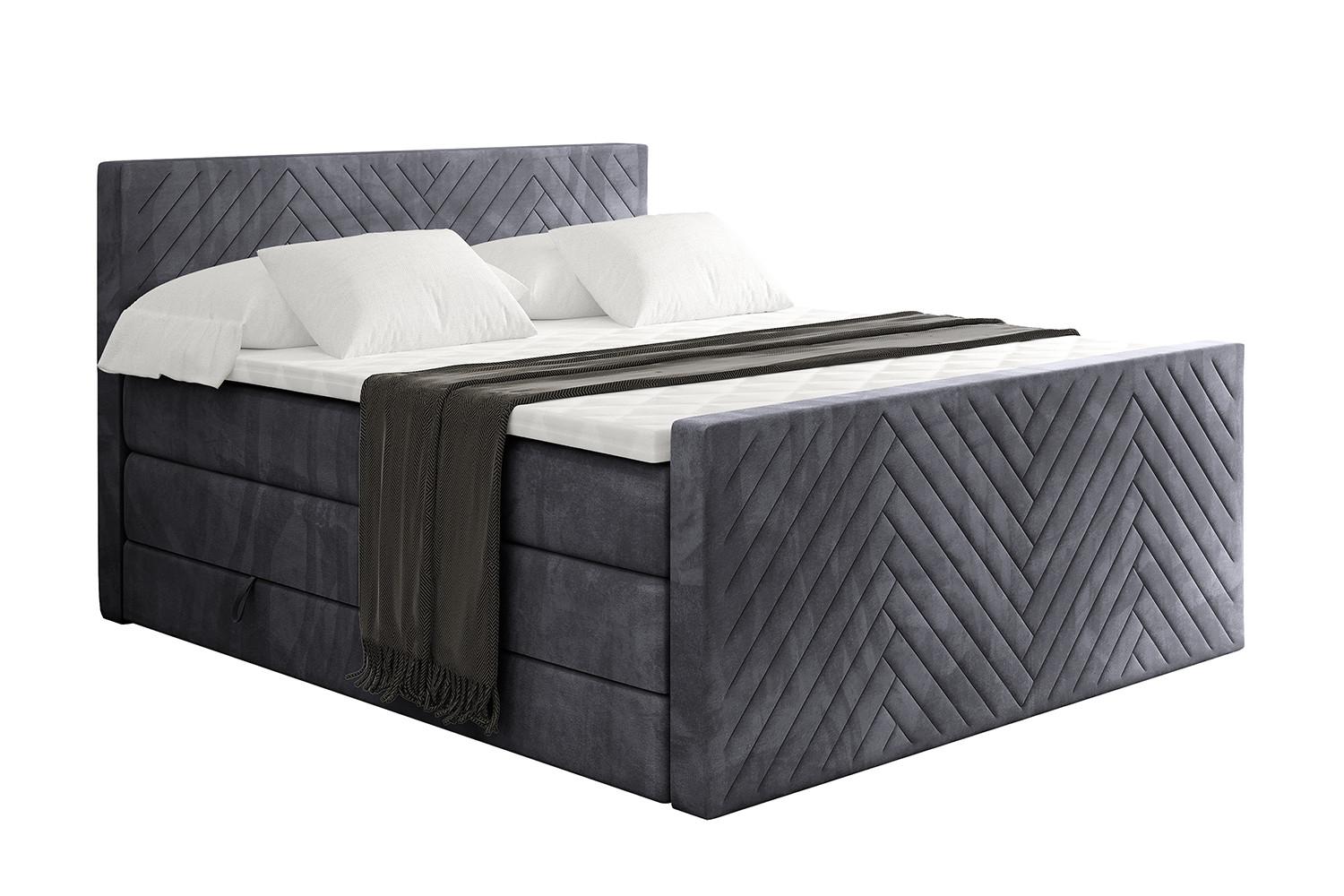 BOXSPRINGBETT mit Matratze und Lattenrost - VEXA-Z KING-120x200 - Dunkelgrau Casablanca - Dunkelgrau, Holzwerkstoff (120/200cm) - ALTDECOR