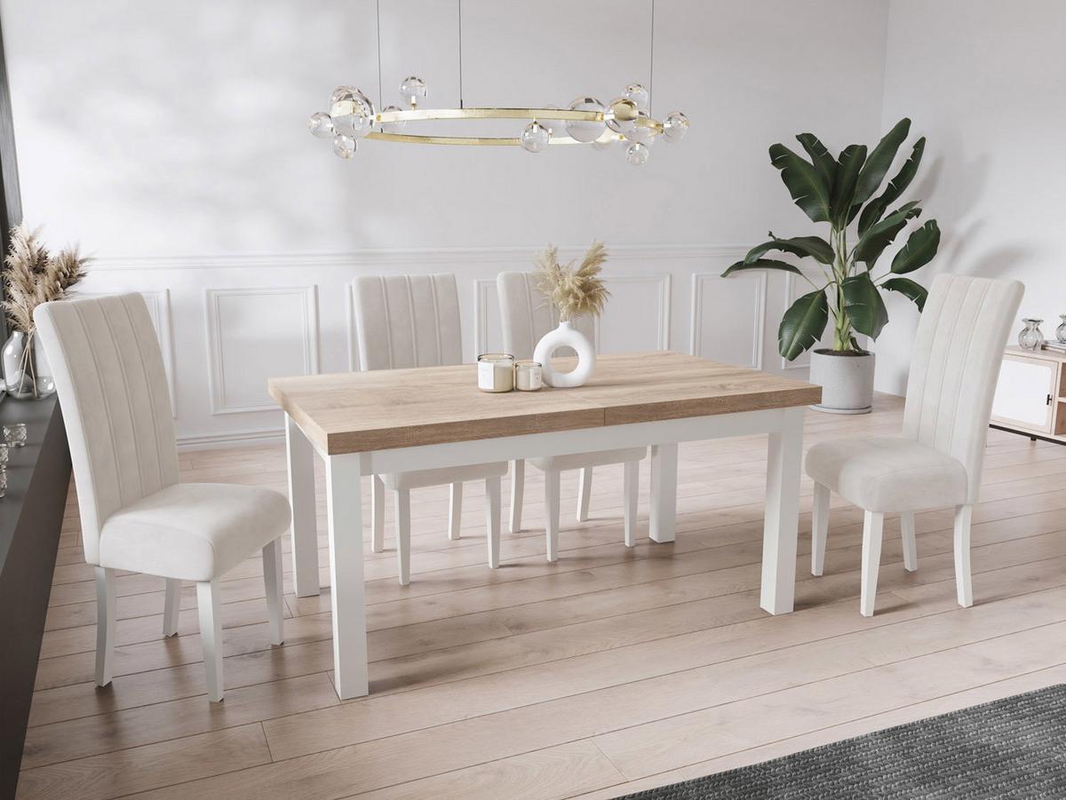 ESSTISCH Avena rechteckig ausziehbar, Sonoma Eiche 120/80/78 - Weiß/Sonoma Eiche, Holz/Holzwerkstoff (80/160/78cm) - WFL GROUP