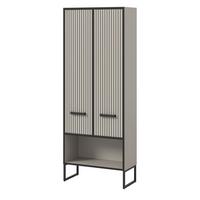 HOCHSCHRANK schwarz, sand 59 cm, Badschrank mit Soft-Close - Sandfarben/Schwarz, Holzwerkstoff/Metall (59/159/32cm) - Inn.Furn