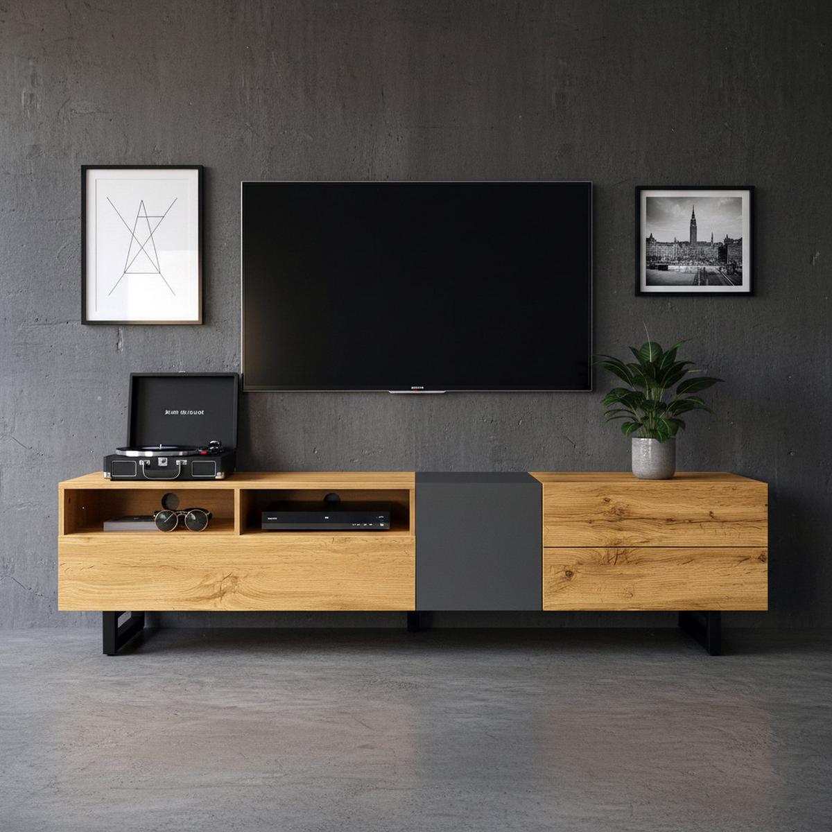 SIDEBOARD Industrieller Stil 170 /36.5/ 42 cm - Eichefarben, Holzwerkstoff (170/42/37cm) - Urban Meuble