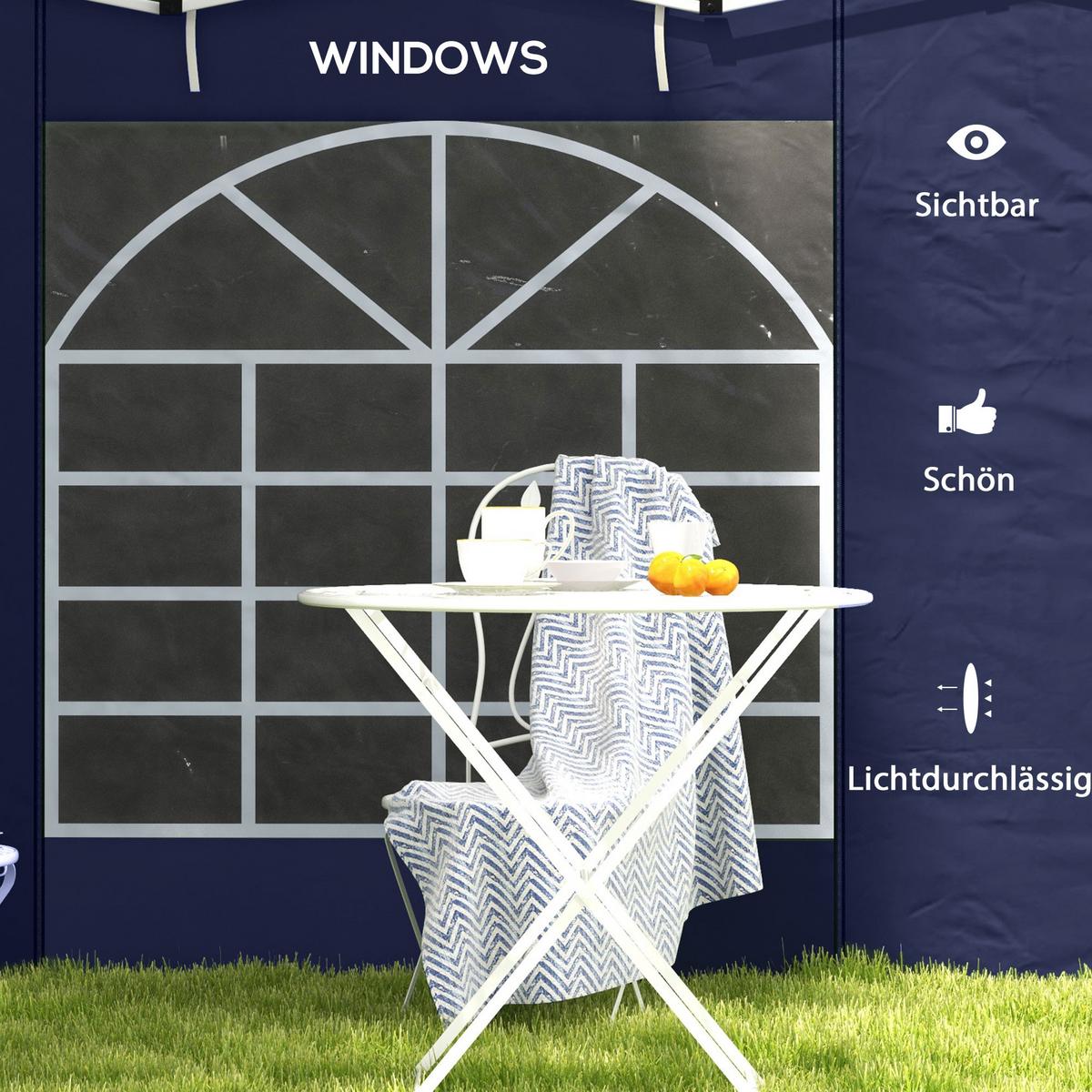 SEITENWÄNDE für 3 x 3/ 3 x 6 m Pavillon, Oxford, Blau - Blau, Kunststoff (1/195/295cm) - Outsunny