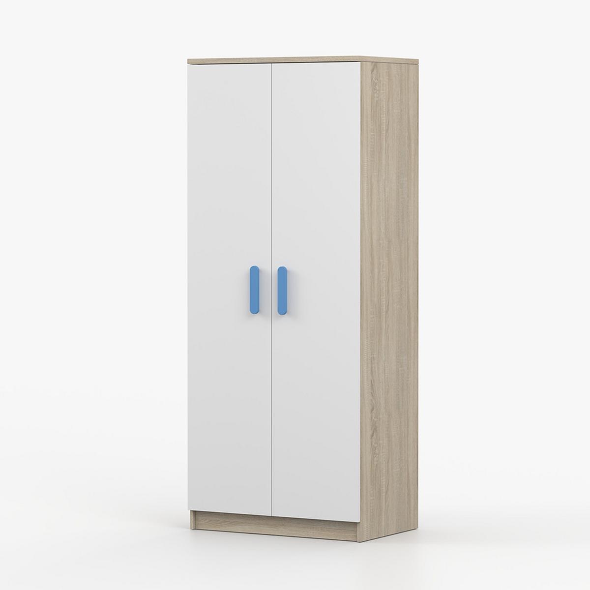 DREHTÜRENSCHRANK 80/192/50 cm 2-türig Jonas III 06 Sonoma Eiche/Weiß + blaue Griffe - Blau/Weiß, Holz/Holzwerkstoff (80/192/50cm) - imoebel24