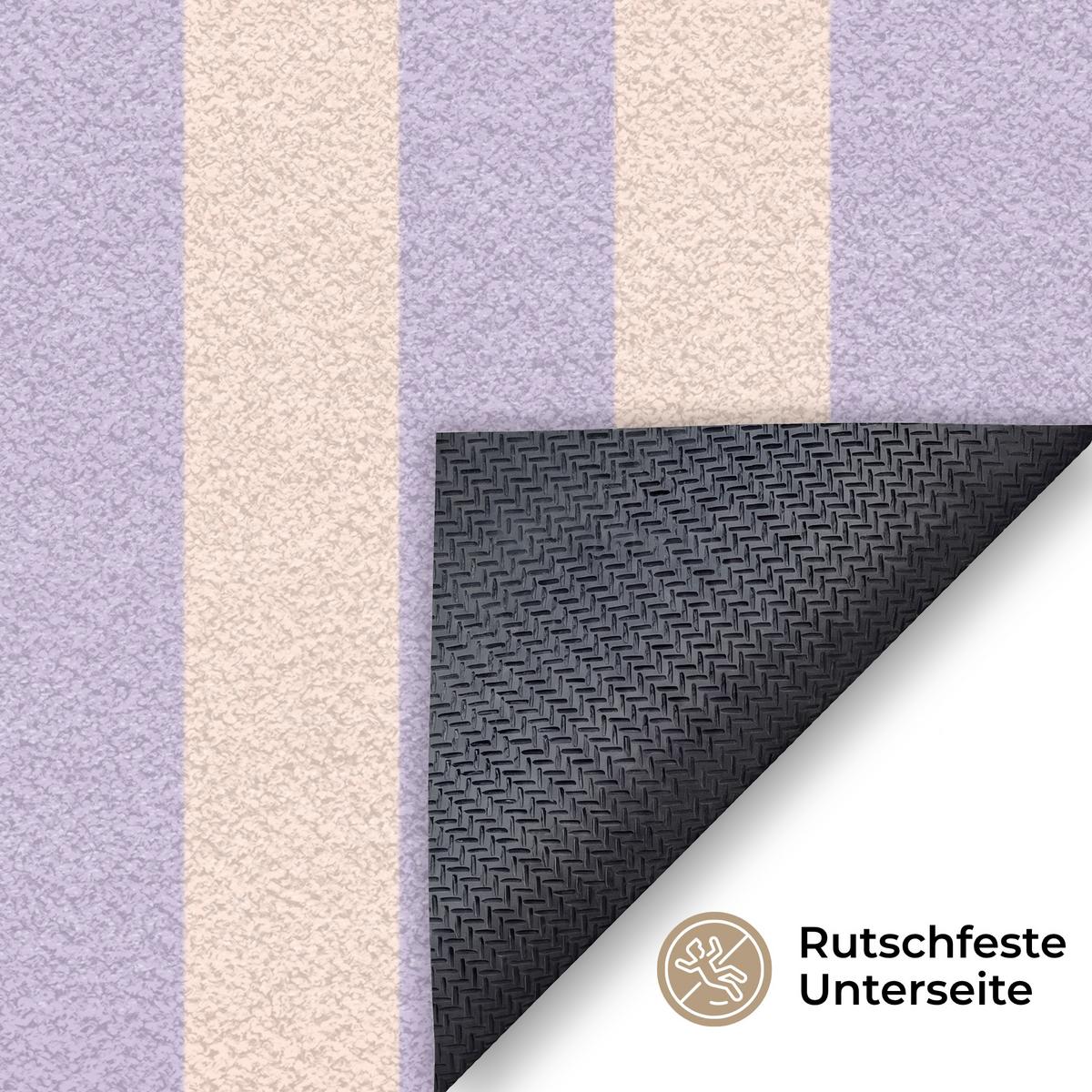 FUSSMATTE Ciao - Zitat - Pastell - Streifen Schmutzfangmatte 120x80 cm - Flieder, Kunststoff (120/0.4cm) - MuchoWow