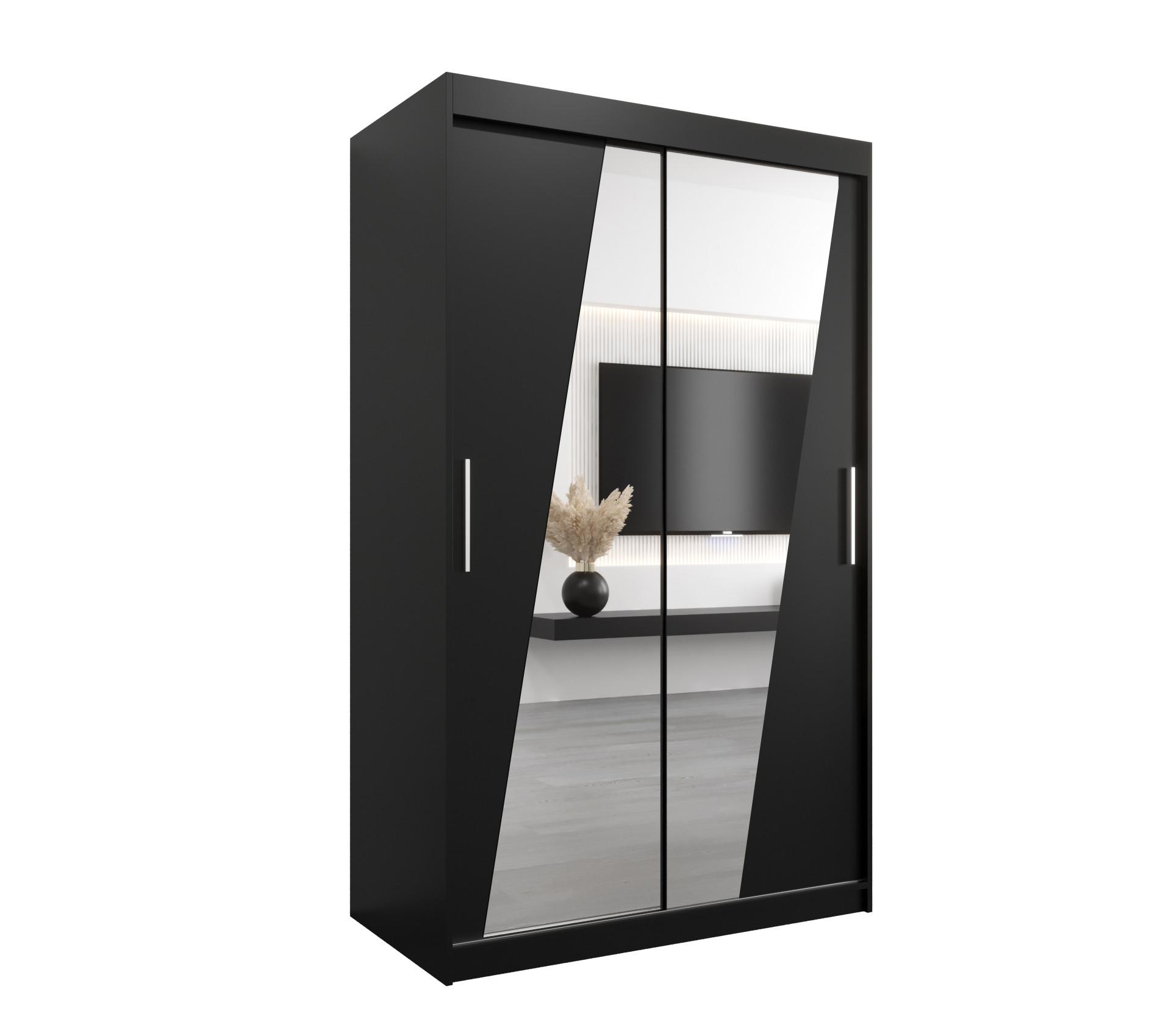 SCHWEBETÜRENSCHRANK 200/120/62 2-türig - Silberfarben/Schwarz, Holz/Kunststoff (120/200/62cm) - MÖBEL KRYSPOL