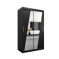 SCHWEBETÜRENSCHRANK 200/120/62 2-türig - Silberfarben/Schwarz, Holz/Kunststoff (120/200/62cm) - MÖBEL KRYSPOL