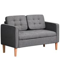 2-SITZER Sofa Stoffsofa Doppelsofa abnehmbar mit Kissen Gummiholz Baumwoll Grau - Naturfarben/Grau, Holz/Textil (62/78/117cm) - HOMCOM