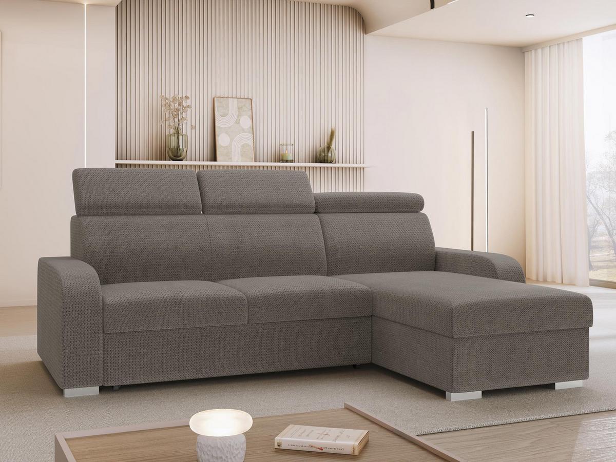 ECKSOFA Oslo 2rLC - Hellbraun/Silberfarben, Holz/Textil (235/170cm) - MIRJAN24