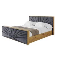 POLSTERBETT mit Bettkasten, Fußteil und Lattenrost, Boxbett mit Matratze H3/H4 - ENZO6-Z 200x200 Dunkelgrau - Dunkelgrau, Holzwerkstoff/Textil (200/200cm) - ALTDECOR