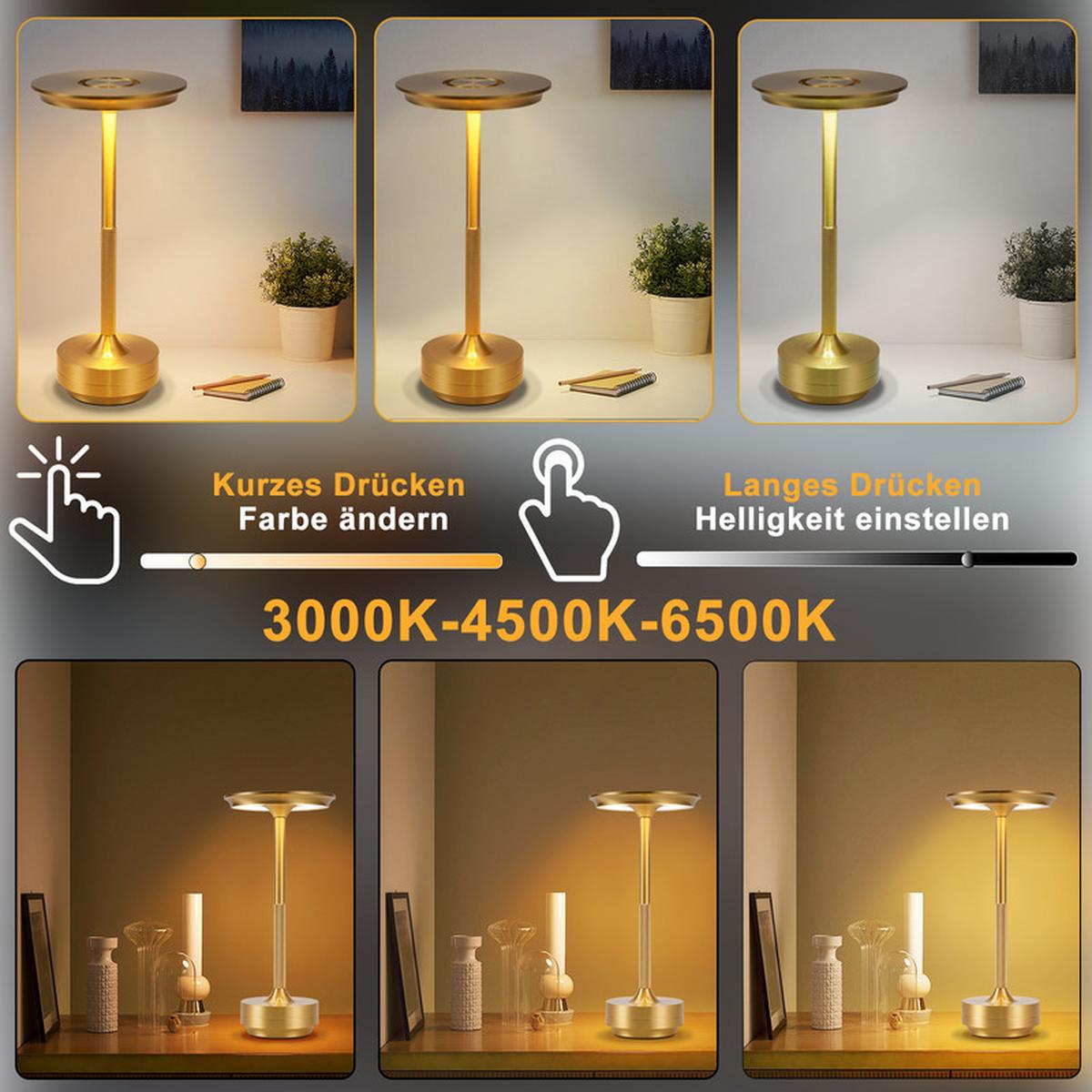 LED-TISCHLEUCHTE BRIGITTE Ⅲ 27/13/13 cm(2er-set) - Goldfarben, Metall (27/13/13cm) - Nettlife