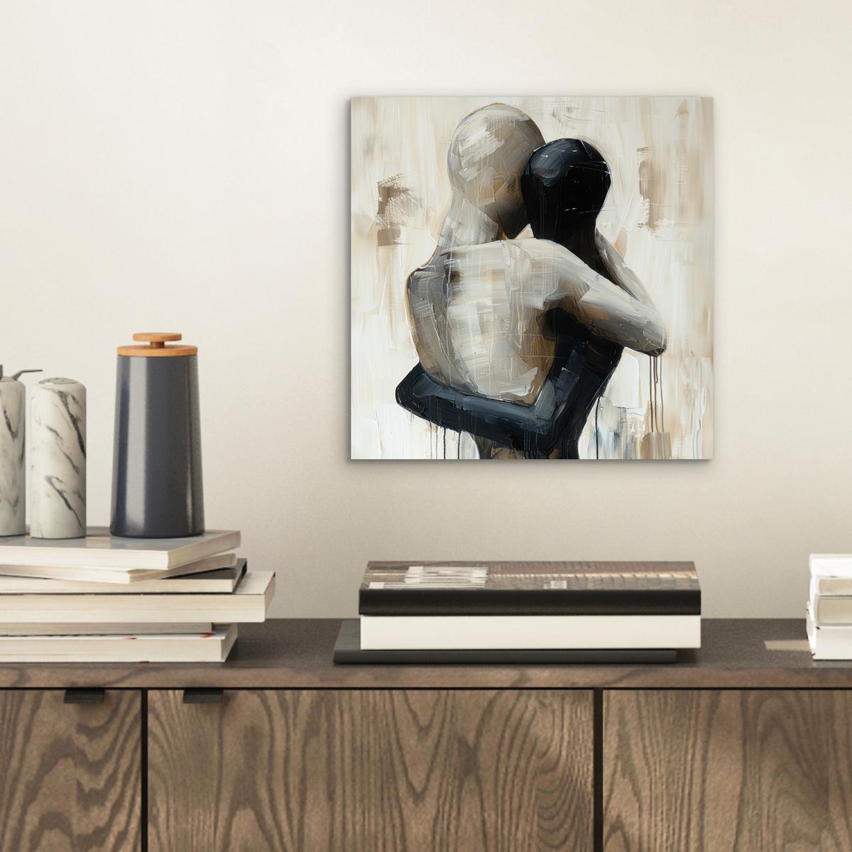 METALLBILD Abstrakt - Liebe - Schwarz und weiß - Modern 20x20 cm - Schwarz, Metall (20/20cm) - MuchoWow