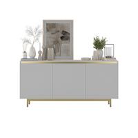 KOMMODE Selene 3D Weiß matt 167 cm mit goldenem Metallrahmen - Goldfarben/Weiß, Holzwerkstoff/Metall (167/79/35cm) - Meble Lindner