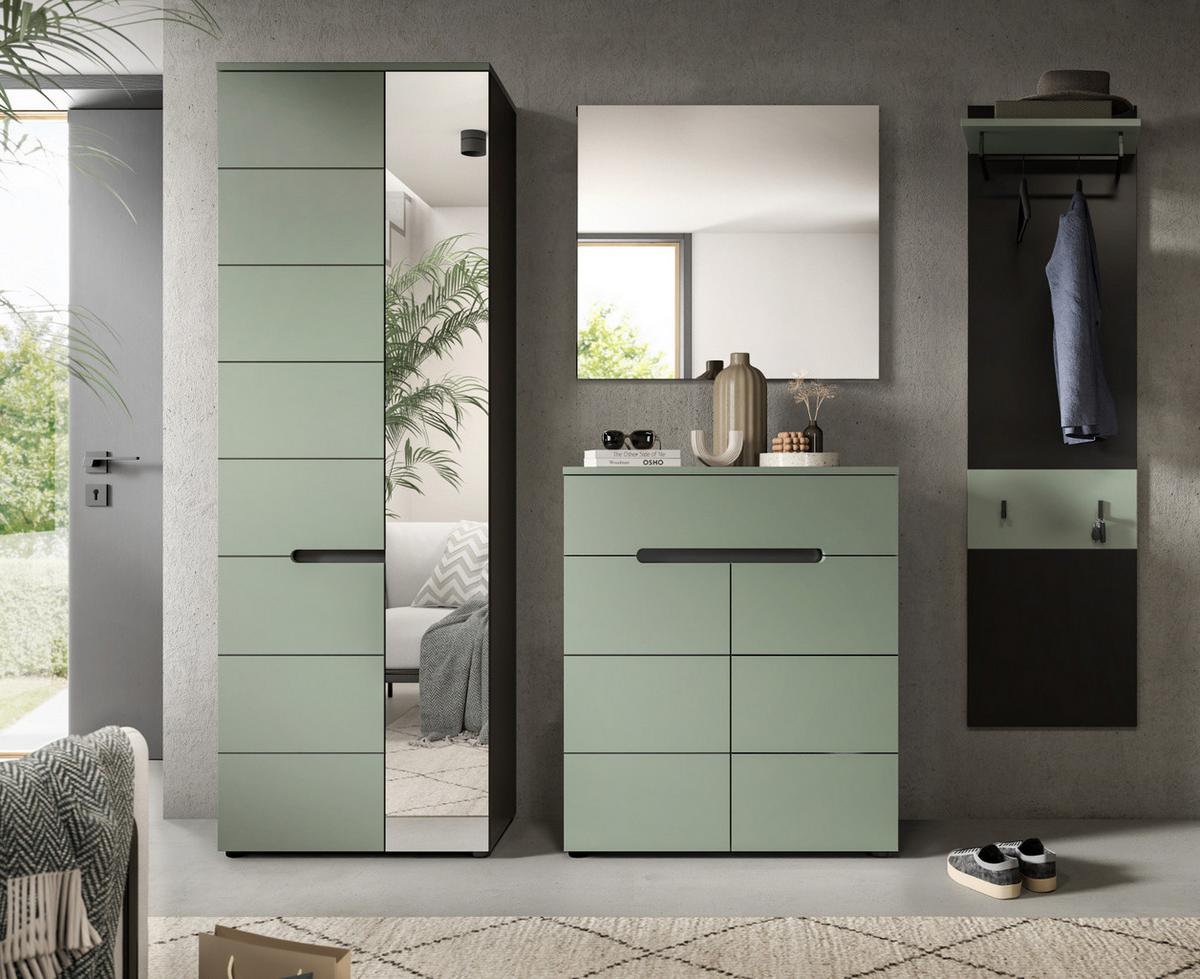 GARDEROBENPANEEL Grau und Salbei Grün, Wandgarderobe 45 x 165 cm mit Kleiderstange - Dunkelgrau/Salbeigrün, Holzwerkstoff (45/165/29cm) - Inn.Furn