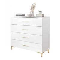 KOMMODE LINA GOLD mit goldenen Griffen und Beinen LED - Weiß, Holzwerkstoff (95/86/40cm) - Lookway