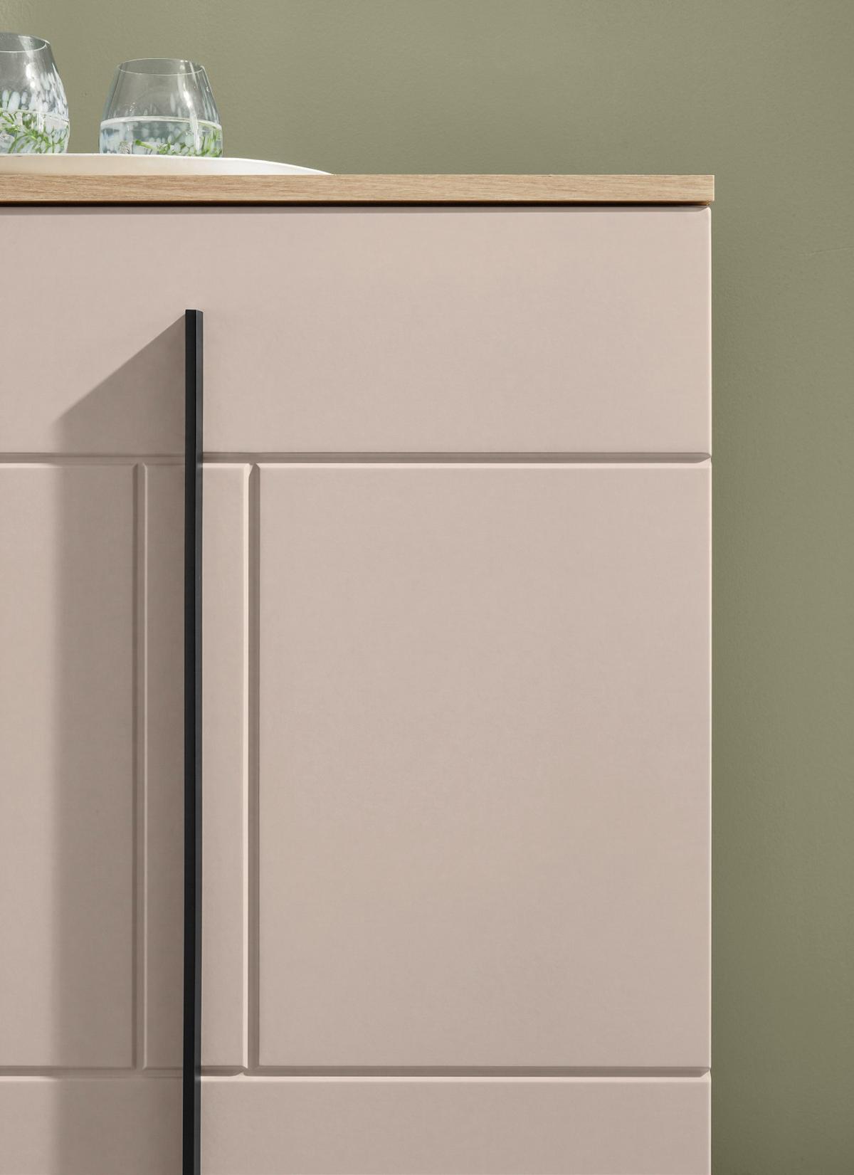WOHNWAND Kaschmir, Eiche 3-teilig 290 cm, Wohnzimmer Set mit Soft-Close - Kaschmir/Eichefarben, Glas/Holzwerkstoff (290/200/42cm) - Furn.Design