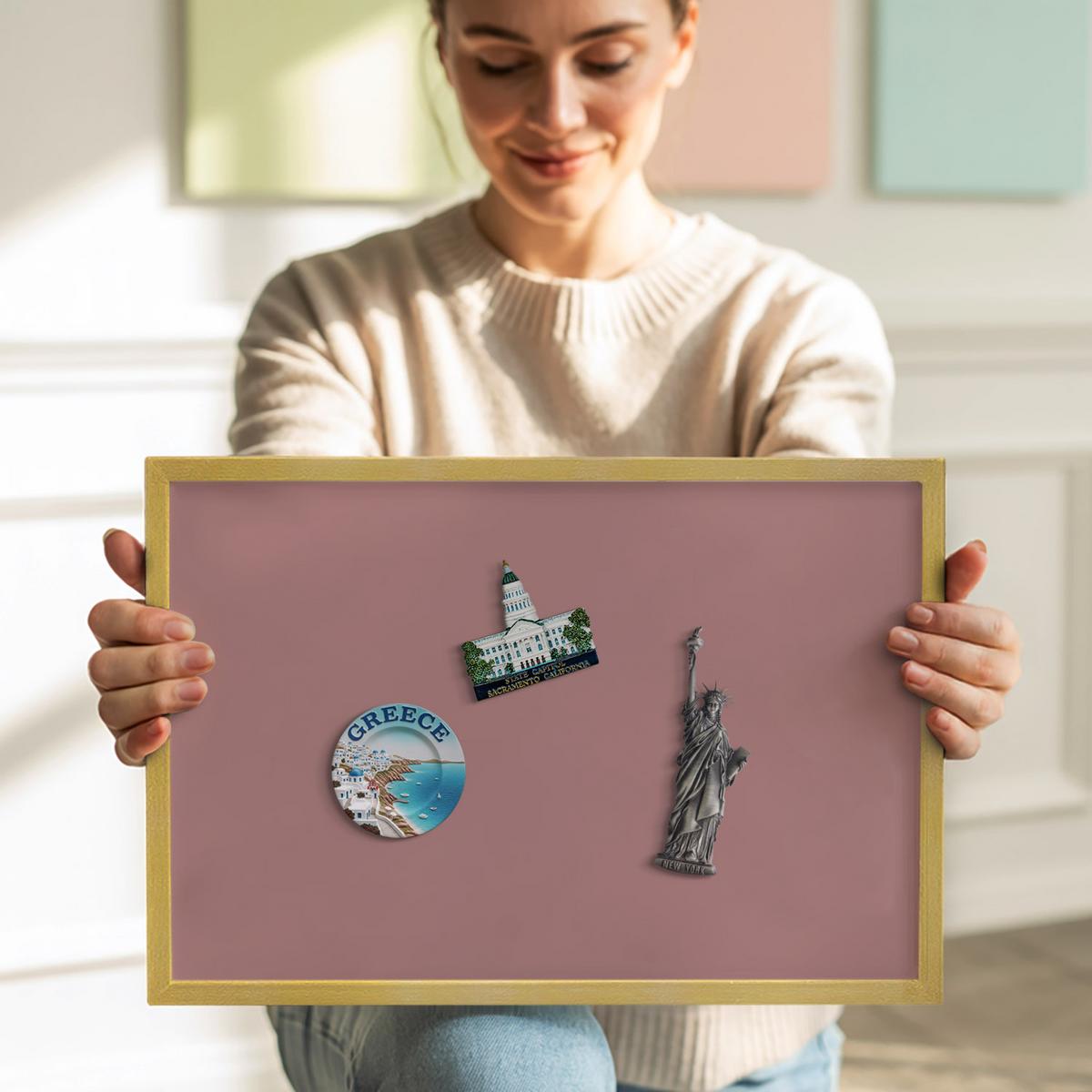 MAGNETTAFEL 80x60 cm Goldener Rahmen Pastellrosa - Pink, Metall (80/60/0.4cm) - TULUP