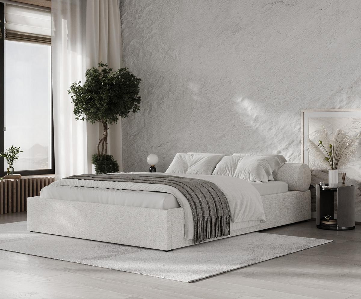 POLSTERBETT Solvo mit Stauraum 140/200 cm Creme im Neve Stoff - Creme/Schwarz, Holz/Holzwerkstoff (140/200cm) - AltaBeds