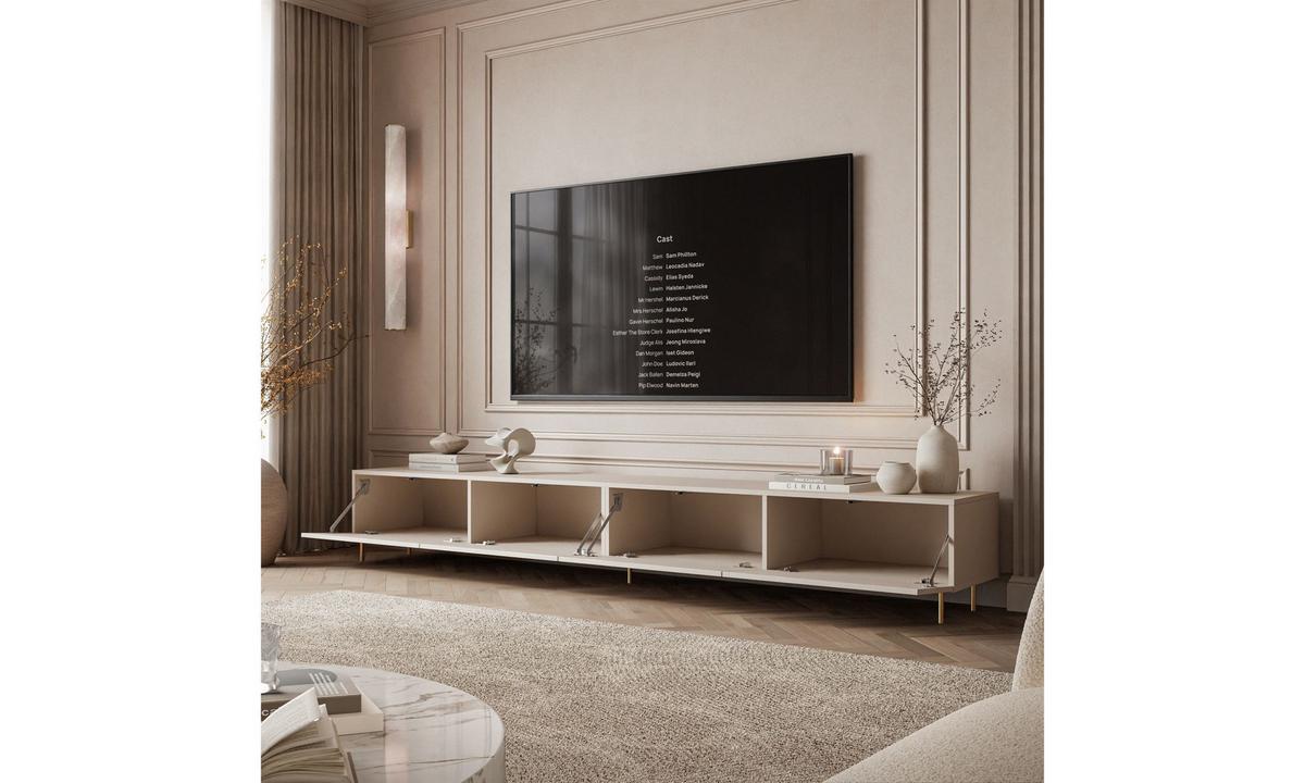 TV-SCHRANK CARMEN MATT 250/40/37 cm Kaschmir gerade Beine Gold gebürstet - Kaschmir/Goldfarben, Holzwerkstoff (250/37/40cm) - Lookway