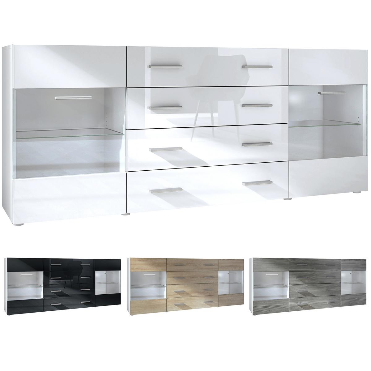 SIDEBOARD Carlos Brombeer Hochglanz - Brombeere, Holzwerkstoff (166/72/35cm) - Vladon