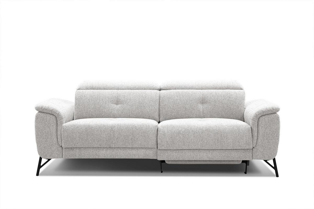 SOFA AVENA 3-Sitzer mit 1 Relaxfunktion, hellgrau - Hellgrau, Holzwerkstoff/Textil (204/80/108cm) - Wozimo
