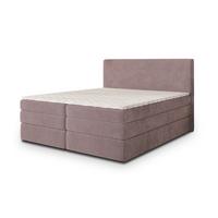 BOXSPRINGBETT MATERN 200x200 cm mit Matratze und Topper, H2+H3 - Rosa - Rosa, Holz (200/200cm) - MASSENO