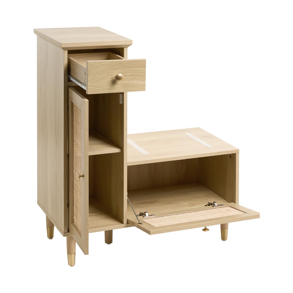 SCHUHBANK mit Stauraum Hellbraun Forster - Hellbraun/Beige, Holzwerkstoff (79/90/37cm) - Beliani