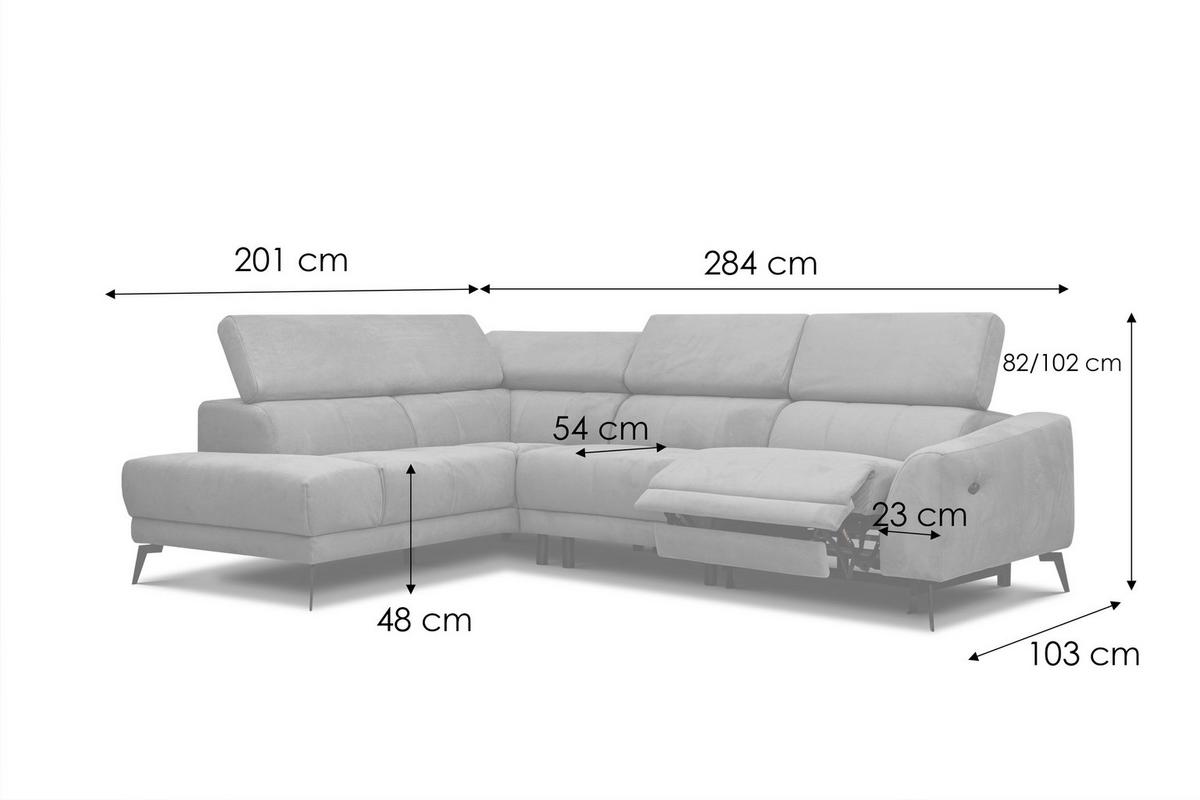 ECKSOFA LARS 5-Sitzer, 1 Relax, verstellbare Kopfstützen, taupe - Taupe/Schwarz, Holzwerkstoff/Textil (284/201cm) - Wozimo