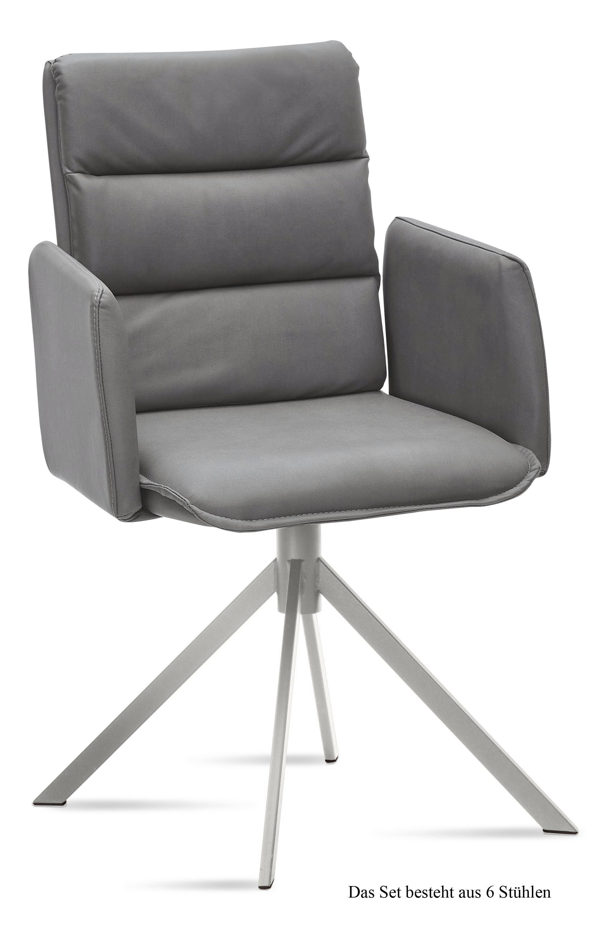 ARMLEHNSTUHL (6er-Set) Dorree 52x92x60 Edelstahl/Grau - Edelstahlfarben/Grau, Kunststoff (60/92/52cm) - 58aufmkessel
