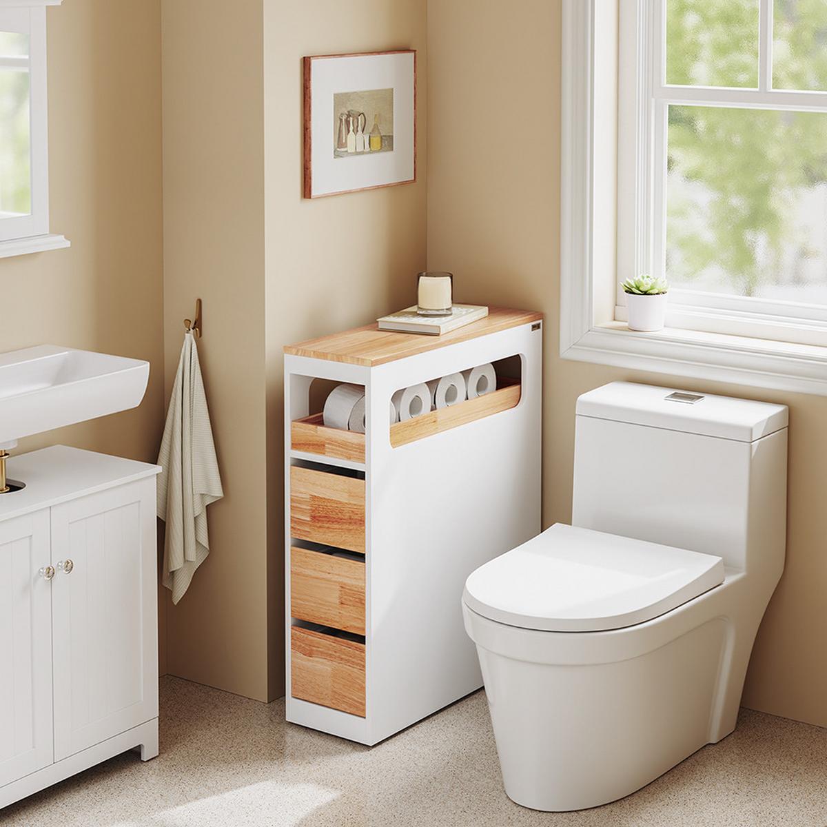 SCHRANK zur Toiletten-Nutzung BZR54-III-WN - Ahornfarben, Fell (65/82/23cm) - SoBuy