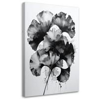 LEINWANDBILD Ginkgo Blätter Schwarz-Weiß 40x60cm - Schwarz, Textil (40/60cm) - Feeby